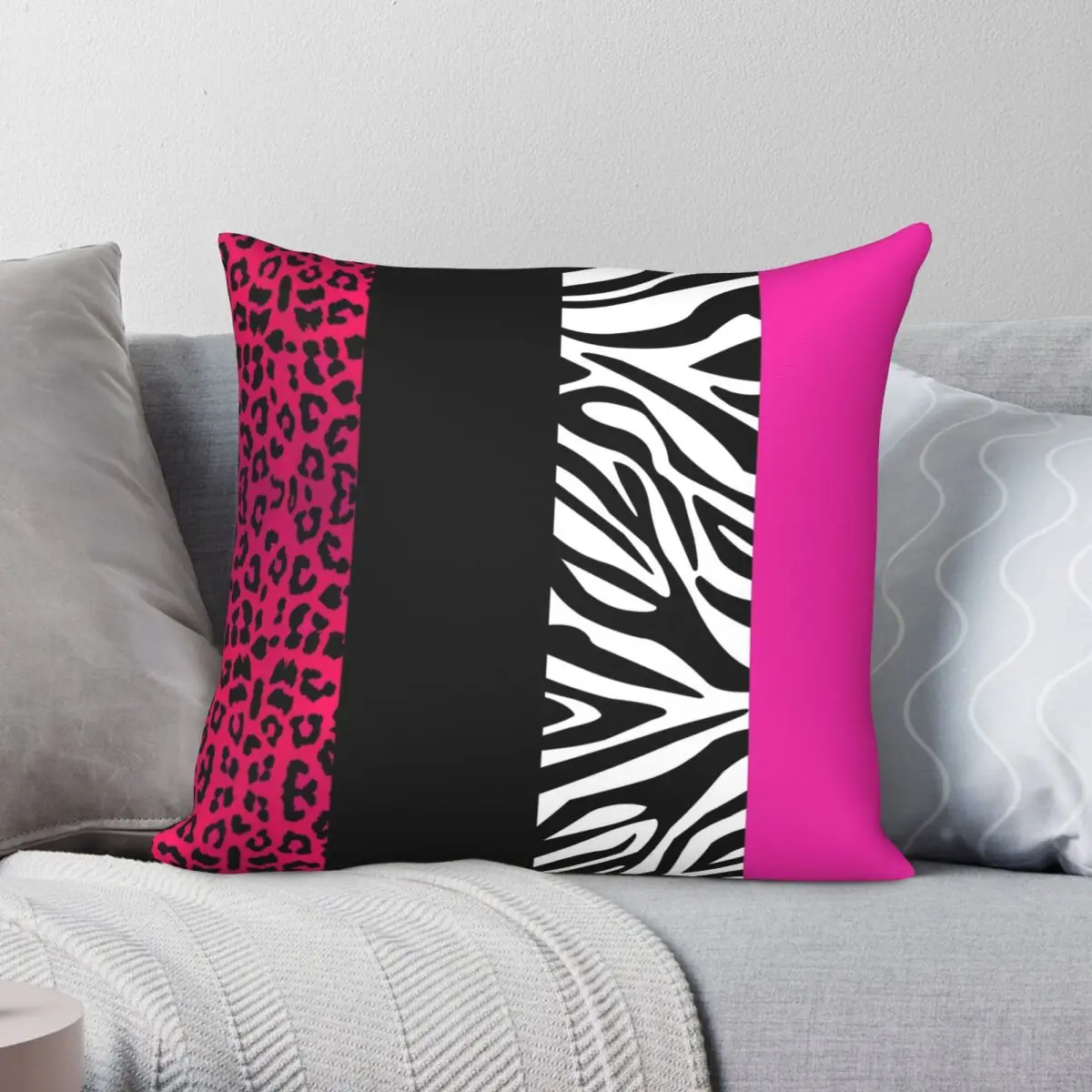 Hot Pink Zebra Stripes Pillowcase Polyester Linen Velvet Pattern Zip Decor Room Cushion Cover