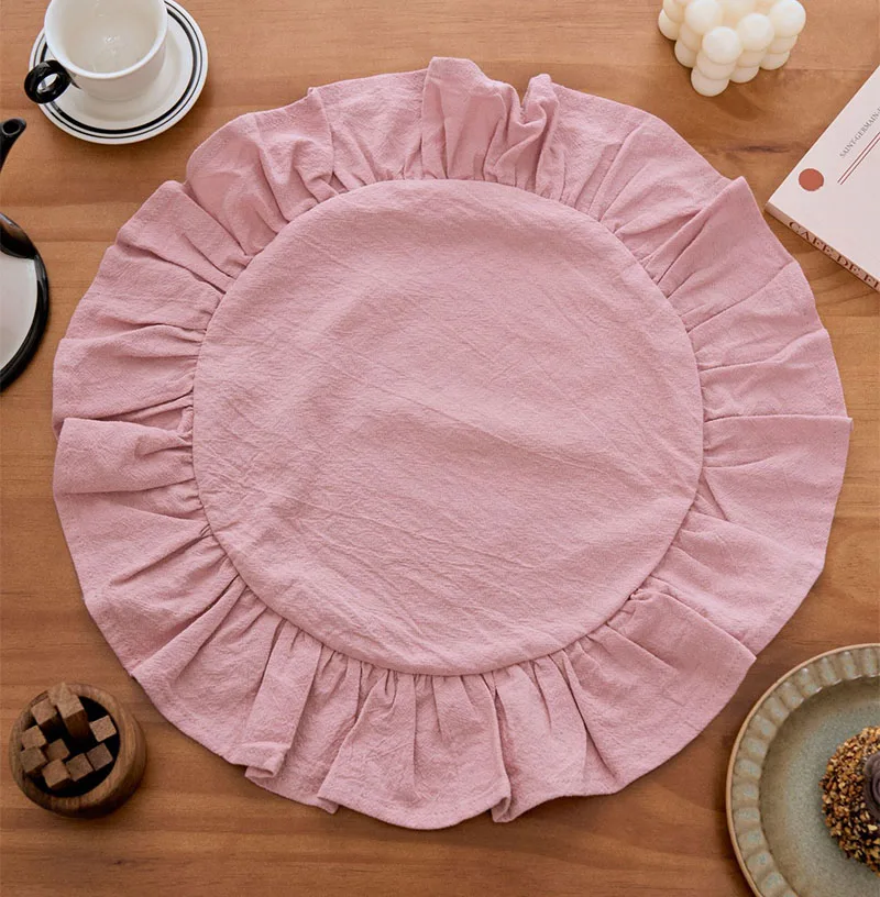 Servilletas de Tela con Volantes 100% Algodón, Mantel Individual para Cena en Casa, Servilletas Lavables para Mesa de Comedor Familiar, Decoración para Bodas, Fiestas y Navidad