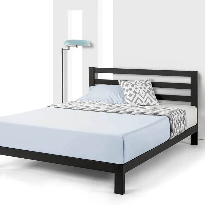 

10 Inch Heavy Duty Metal Platform Bed W/Headboard/Wooden Slat Support/Mattress Foundation (No Box Spring Needed) Bedframe