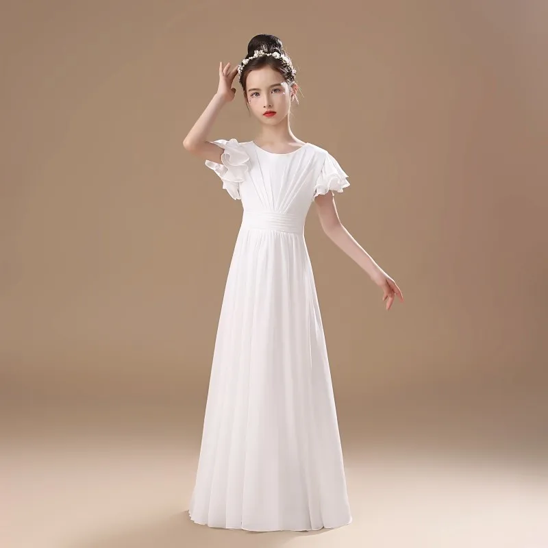 YZYmanualroom Real Pictures Chiffon Flower Girl Dress For Wedding Party First Communion 2023 Little Bride Gown Junior Bridesmaid