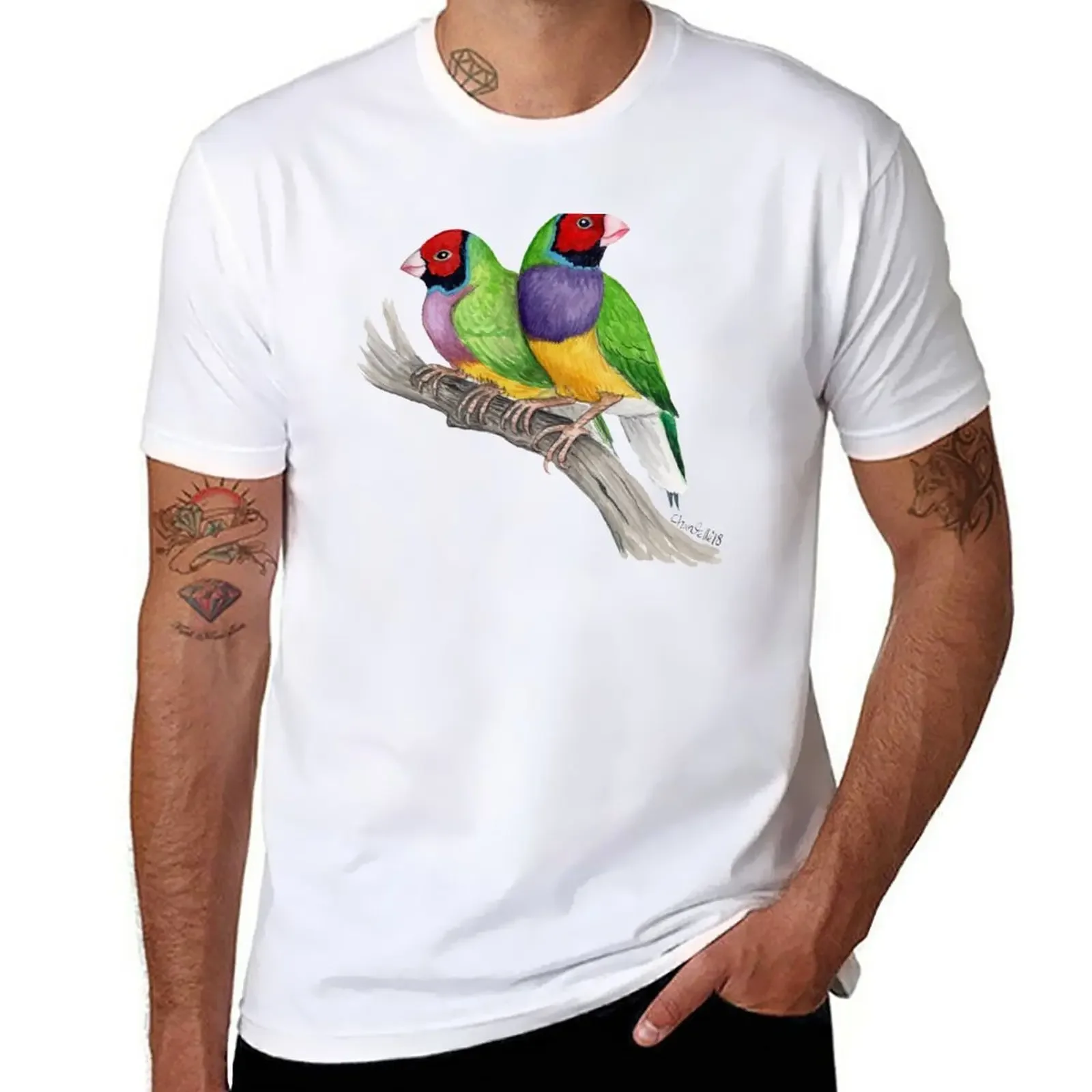 

Gouldian Finches T-Shirt plain summer tops mens champion t shirts