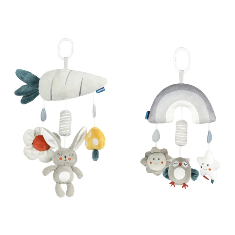 Hanging Baby Plush Toy for Crib Bed Stroller Car Bar Wind Chimes Baby Crib Mobile Soother Toy Cartoon Animal