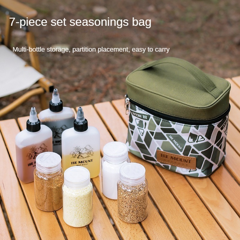 ISE MOUNT Camping Kitchen Seasoning Jar Portable Spice Container Cookware Set Supplies Liquid Powder Bbq Picnic Seasoning Can