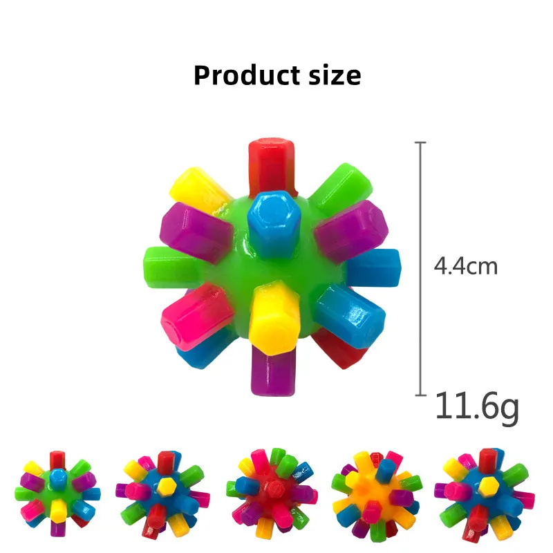 5 Pcs Of Colorful Ball Sensory Ability Training Puzzle Elastic Rainbow Ball Fun Stress Relieving Outdoor Toy Birthday Gift 4