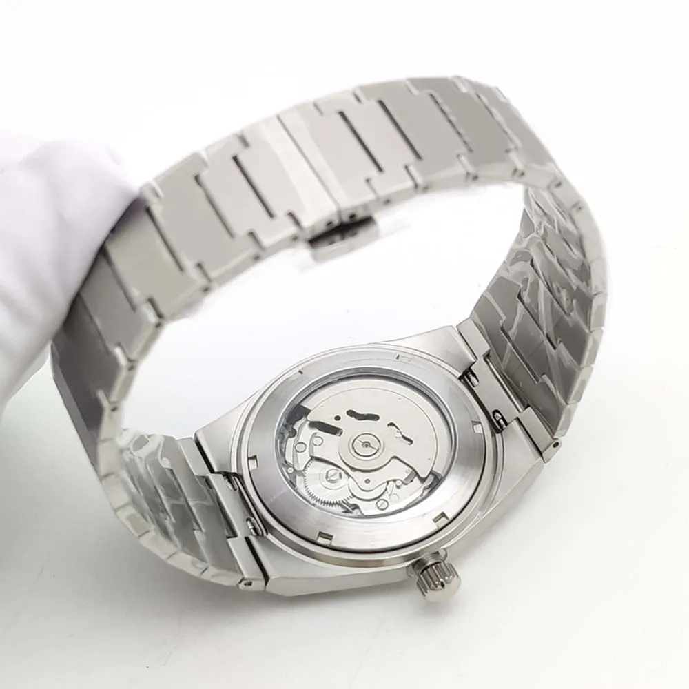 40MM Arabic Blue Dial Mens Watch Automatic Sapphire Wristwatch NH35 Movement Date Steel Strap Waterproof Automatic Watch Men 6