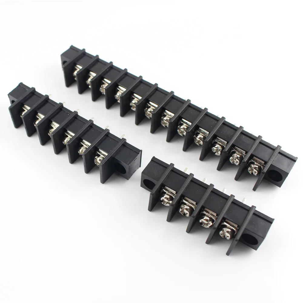 20pcs 9.5mm Pitch 4P 6P 12P 4/6/12 Pin PCS Barrier Terminal Block Cable Connector With Screw Hole Black 300V 25A 22-12AWG
