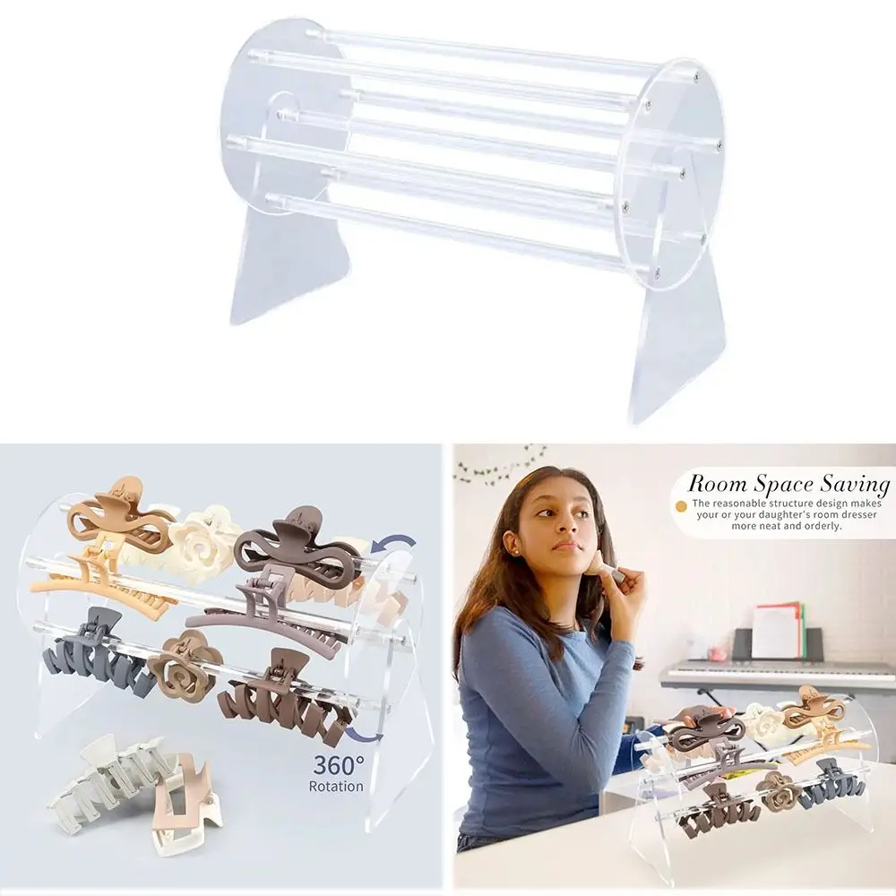 360-Degree Rotating Claw Clip Holder Acrylic Claw Clip Holder Transparent Hair Pins Display Stand Fashion Claw Clip Organizer 5
