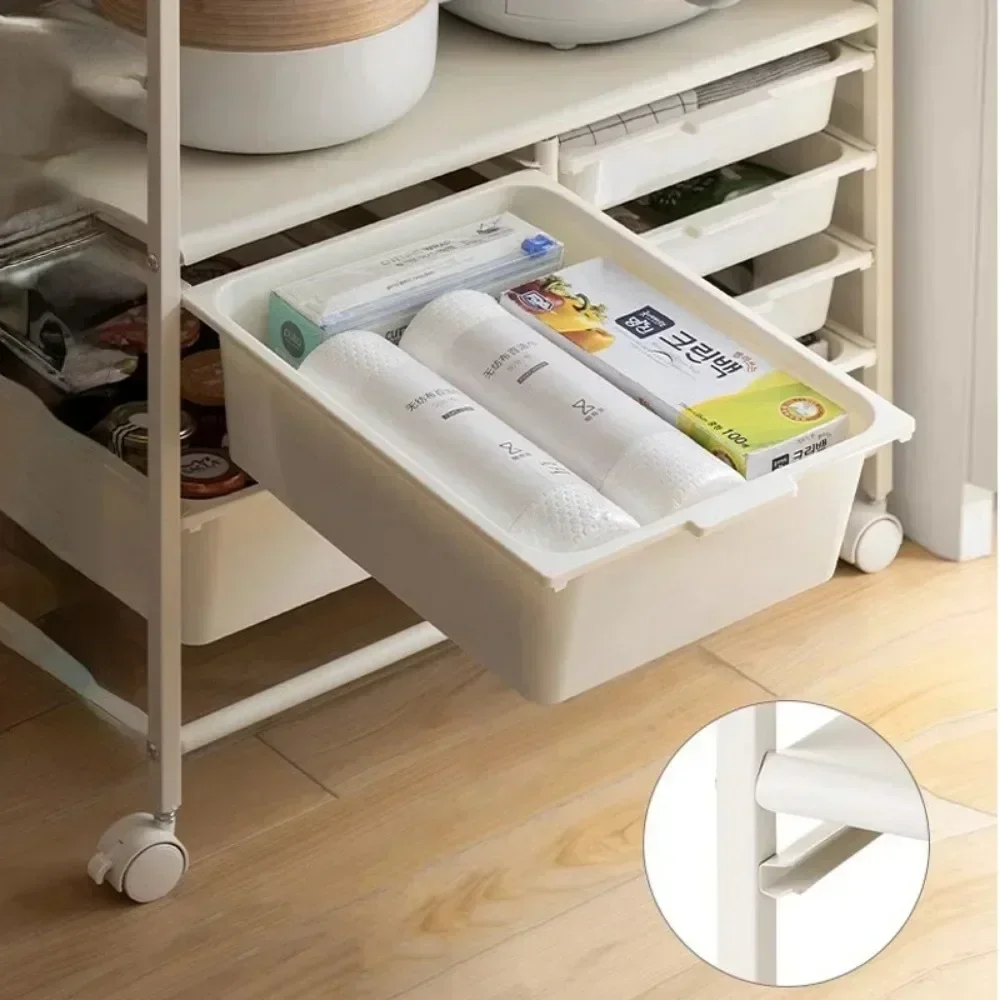Kitchen Storage Trolley with Wheels Save Space Multi Functional Movable Handcart Cabinet Foldable Large Capacity Kitchen Island