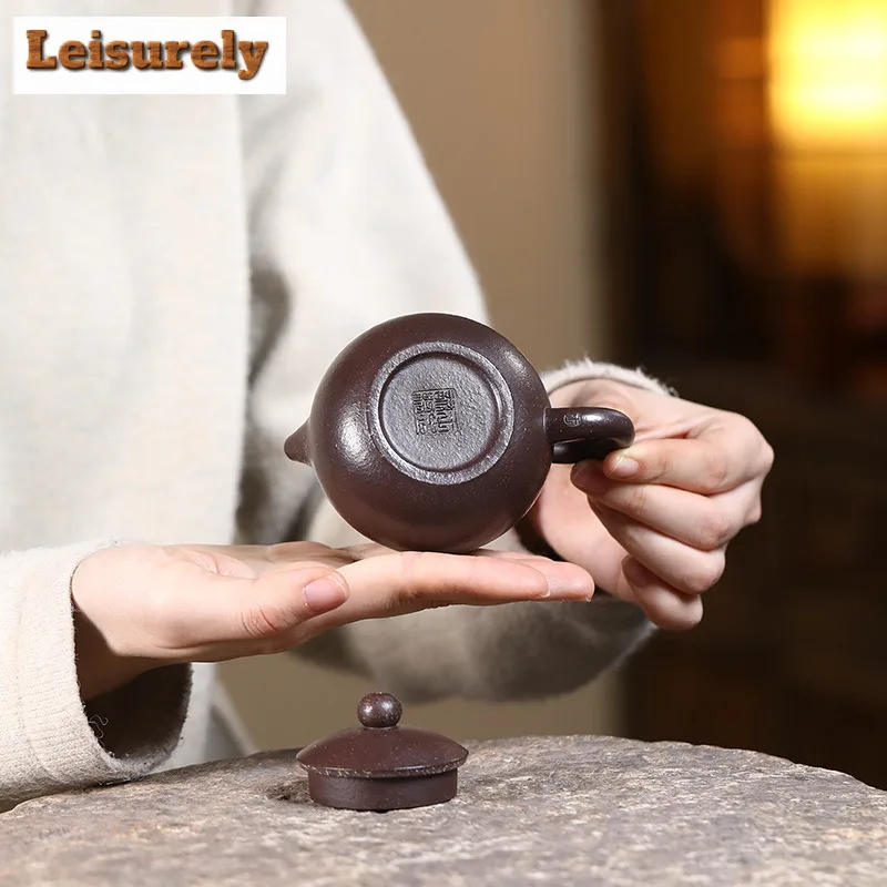 150ml Elegant Yixing Purple Clay Teapots Artists Handmade Xishi Pot Raw Ore Black Gold Mud Kettle Zisha Tea Set Drinkware Craft