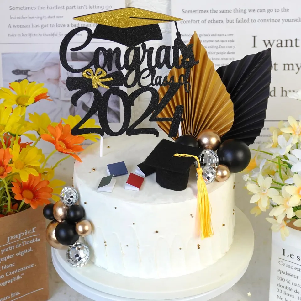 29 Decorazioni Per Torta Compleanno In Stile Boho - Palline Oro E Bianco, Foglie E Topper