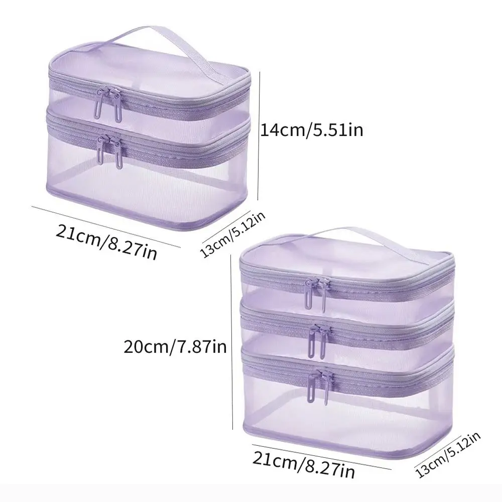 Transparent Mesh Travel Cosmetic Bag Storage 2/3 layer Toiletry Bag Large Capacity Makeup Organizer Bag Gym Swimming 6