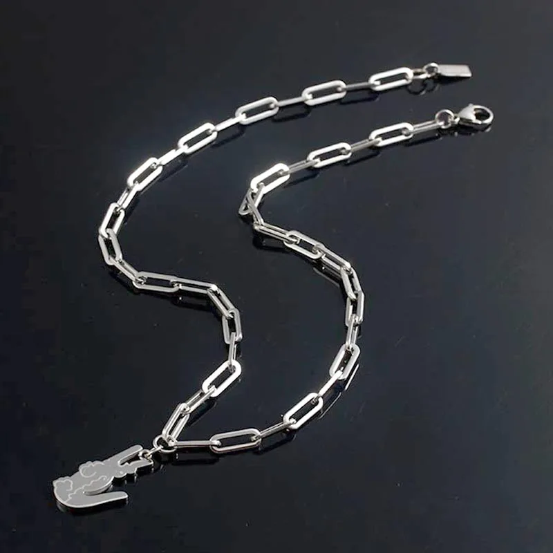 Punk crocodile rectangle pendant Stainless Steel Bracelet