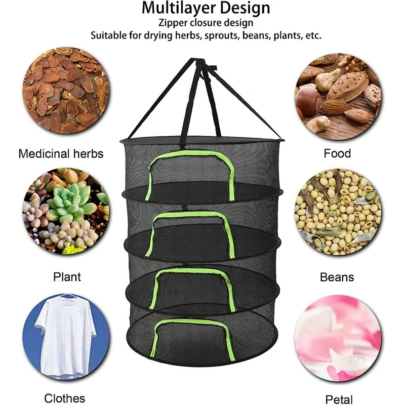 Folding Dry Rack Drying Net For Herbs Hanging Basket Dryer Bag Mesh Herb Drying Net For Flowers Buds Plants 3
