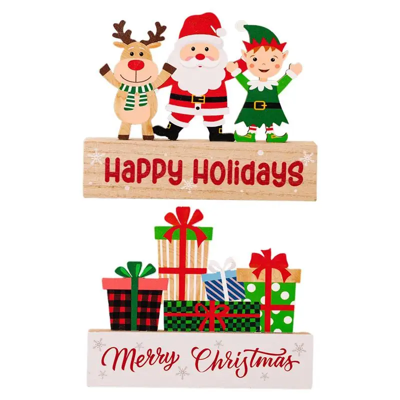 

Christmas Wooden Signs Table Decor Farmhouse Tray Decor Snow Santa Wood Signs 6.10*4.92inch Wooden Table Sign Christmas