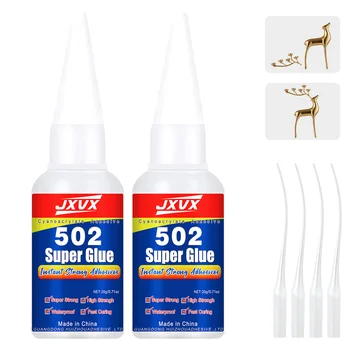 JXVX Industrial Strength 502 Super Glue 20ml New Epoxy Instant Adhesive Leather Rubber Wood Metal Strong Bond Liquid Glue Tool
