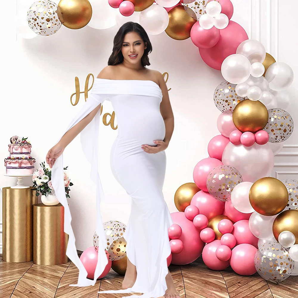 Payton One-Shoulder Wavy Sleeve Maternity Dress 1