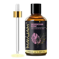 100ml Fragrance Oils Collection with Dropper - White Musk, Bubble Gum, Sea Breeze, Freesia, Baby Powder - 100ml (Moroccan Rose)