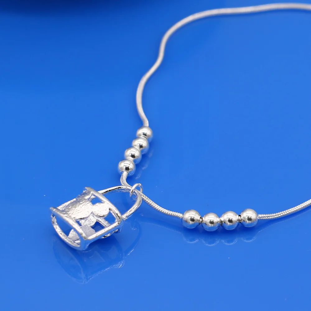 Original 925 Sterling Silver Ankle Lock Pendant Snake Chain 28CM Anklet Bracelet for Woman Beach Sandal Jewelry браслет на ногу