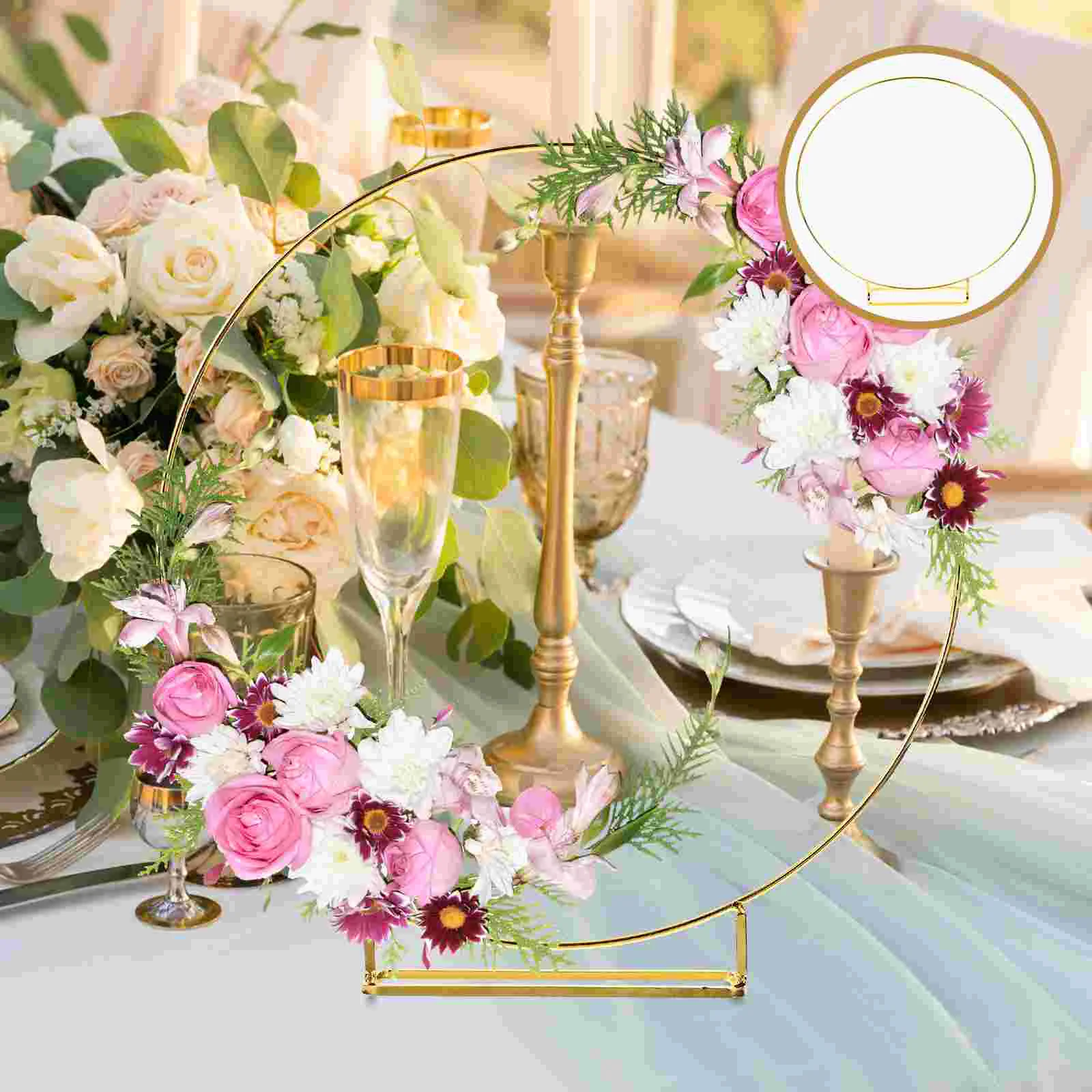 Hoops The Ring Wedding Wreath Floral Dining Table Metal Centerpiece Garlands Decoration