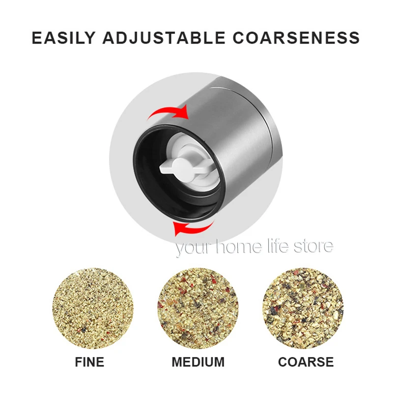 Pepper&salt Grinder Pepper Mill for kitchen Stainless Steel Adjustable Coarseness Pepper Grinder Ceramic Rotor Salt Grinder salt and pepper grinder pepper grinder