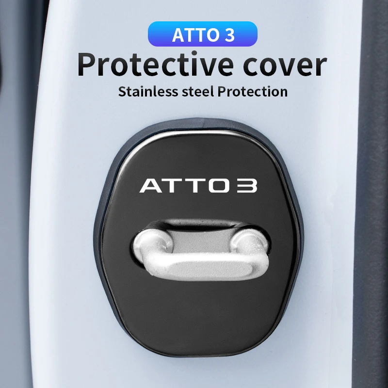 BYD 플러스 ATTO3 자동차 문짝 잠금 버클, 스테인레스 스틸 보호 커버 개조 특수 문짝 잠금 커버 장식에 적합
