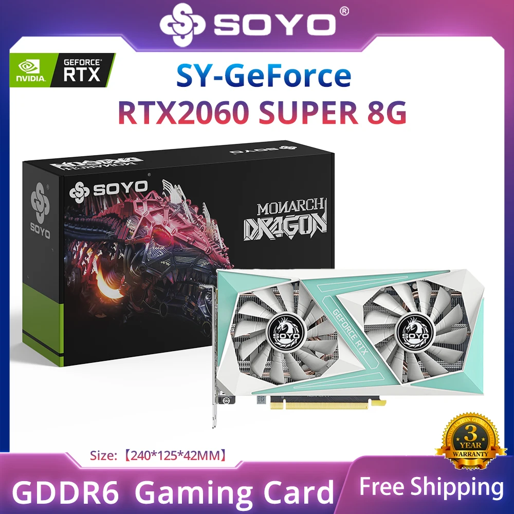 SOYO NVIDIA Geforce RTX 2060Super 8G Graphics Card GDDR6 Memory