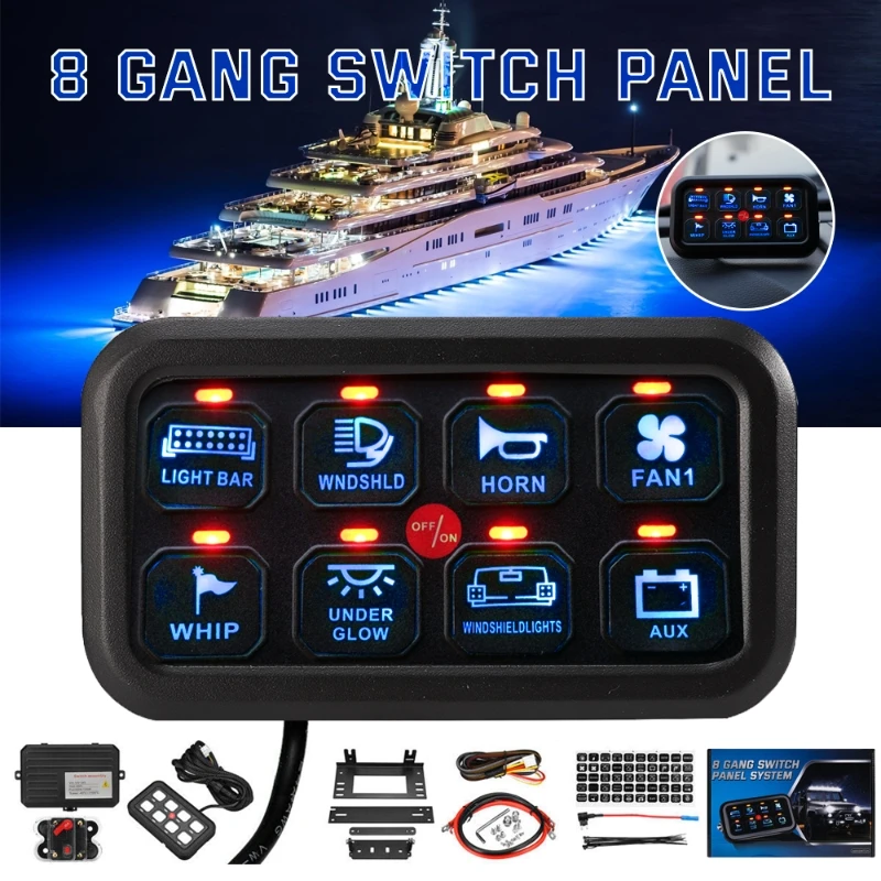Universal 8 Gangs Onoff Control Switch Panel Kit Outlet On Both Sides