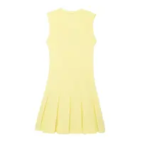 Women Pale Yellow Knitted Pleated Dress Summer Fashion Pockets O-Neck Sleeveless A-line Mini Dress Official - Image 2