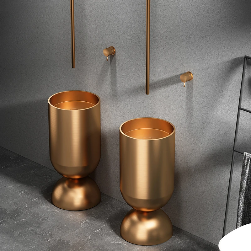 New Rose Gold Stainless Steel Floor standing Outdoor Wash Basin Courtyard