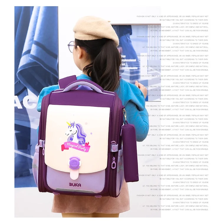 Grade 1-6 Children Cartoon Unicorn Dinosaur British Style Backpacks New Girls Boys Student High-capacity Schoolbag with Pen Bags