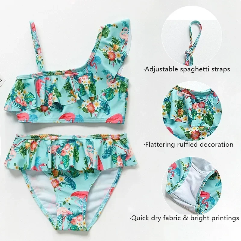 Popular and Useful Girls Bikini Suit Ruffles Ruffles Children's One-piece Swimsuit Small and Medium Swimwear for Girls