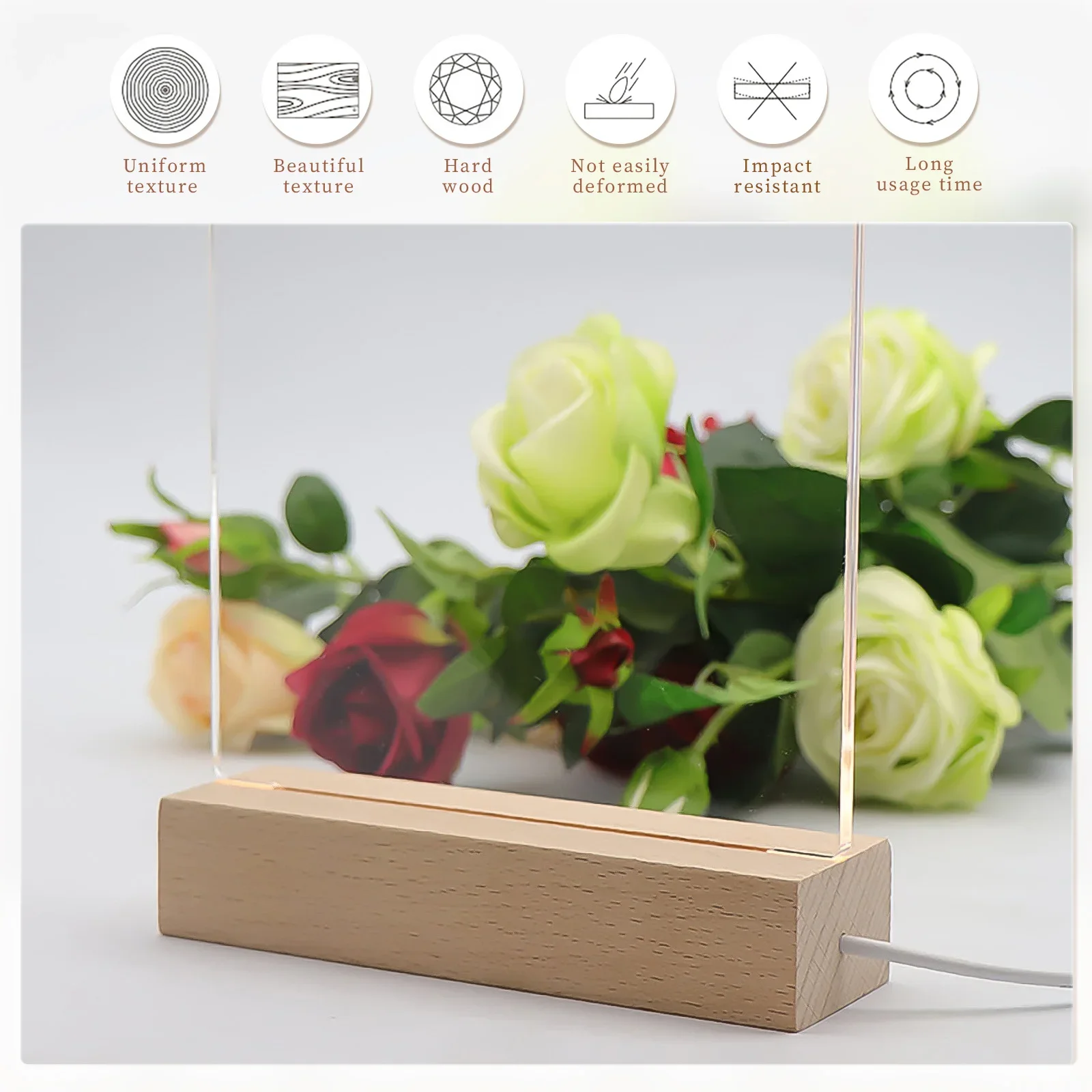 LED wood display base for crystal glass resin art ornament wooden night lamp base led lights decorative lights lamp base led lamp base