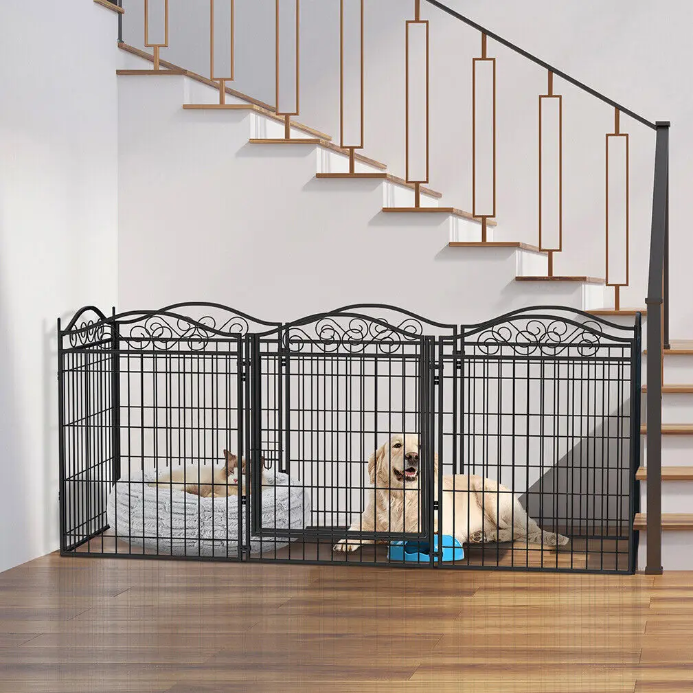 Heavy Duty Metal Dog Playpen Foldable 8 Panels Pet Animal Dog Kennel Pen Fence with Gate for Indoor Outdoor