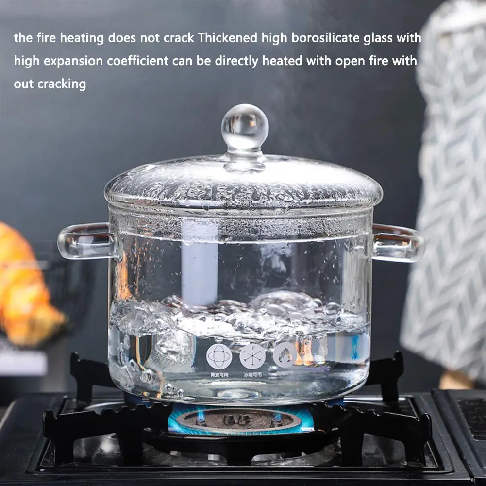 

Transparent Glass Saucepan Pot With Lid Kitchen Soup Pot Salad Noodle Bowl Cooking Tools Accessories non stick cooking pot set