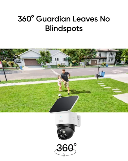 eufy SoloCam S340 Solar Security Camera Wireless Outdoor Camera 360° Surveillance No Blind Spots 2.4 GHz Wi-Fi No Monthly Fee 4