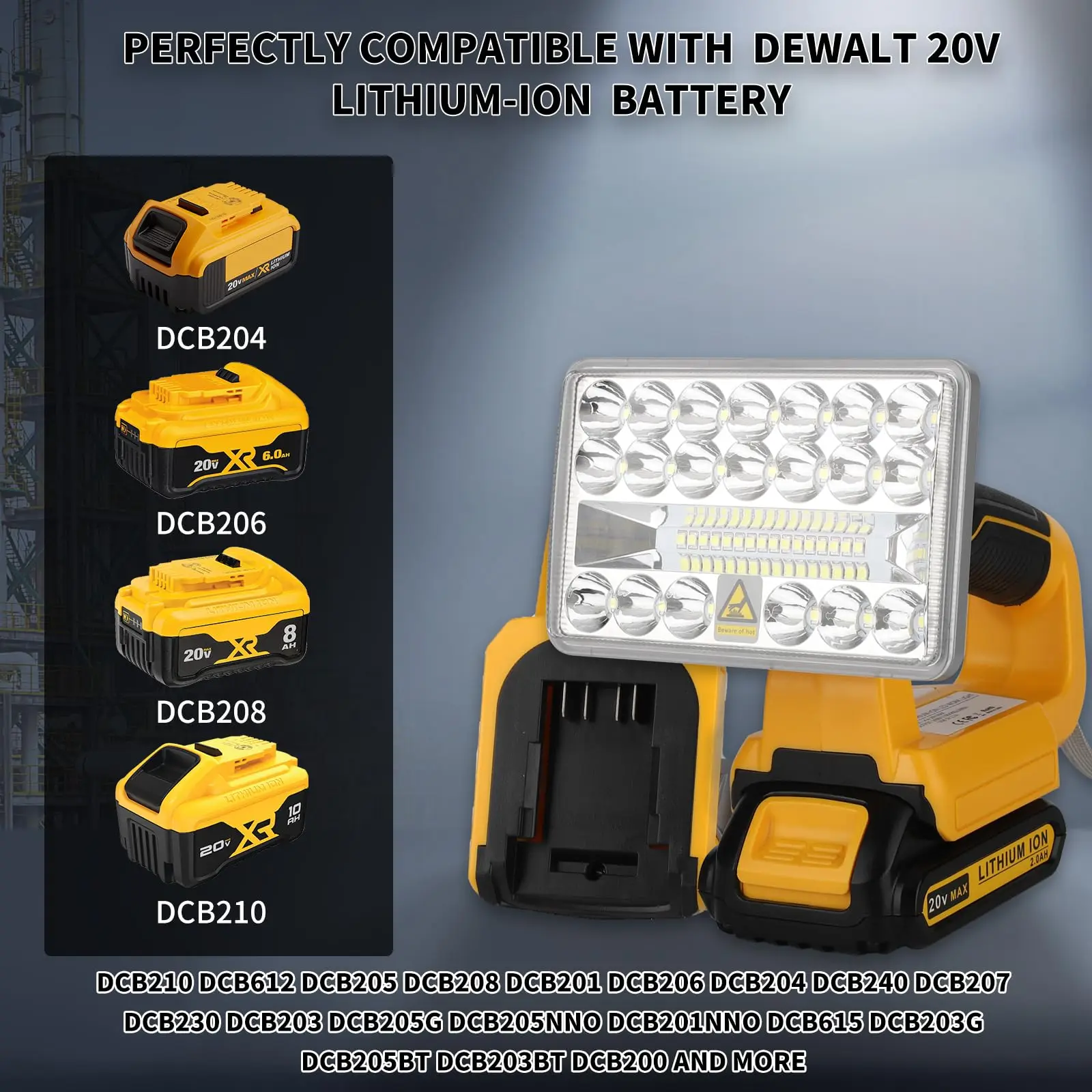 For Dewalt 20V Max LED Work Light 18W 2000LM Flashlight Spotlight Portable Outdo