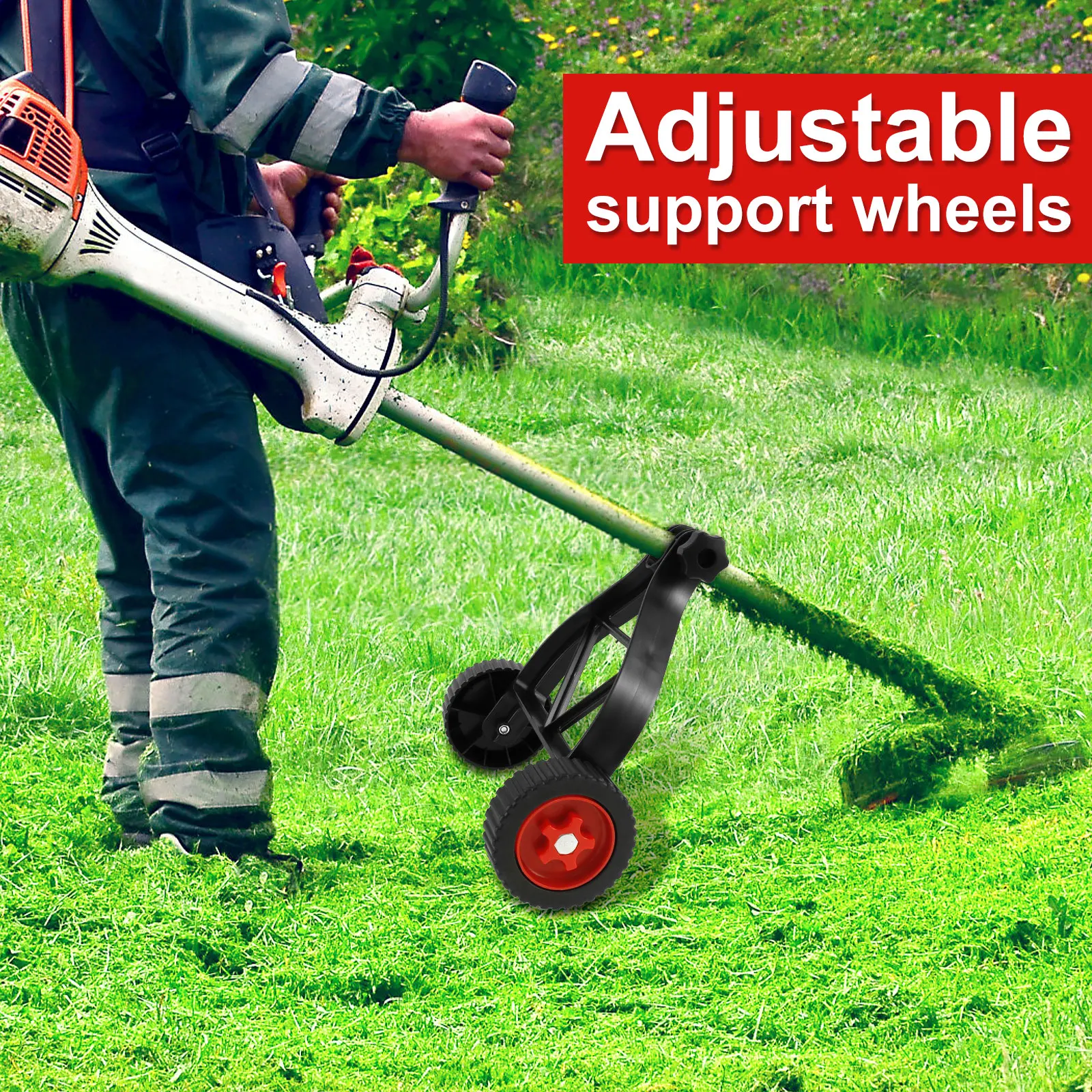 Universal String Trimmer Support Wheel Portable Adjustable Lawn Mower Auxiliary Wheels for Weed Trimmer Wheel 23mm-28mm