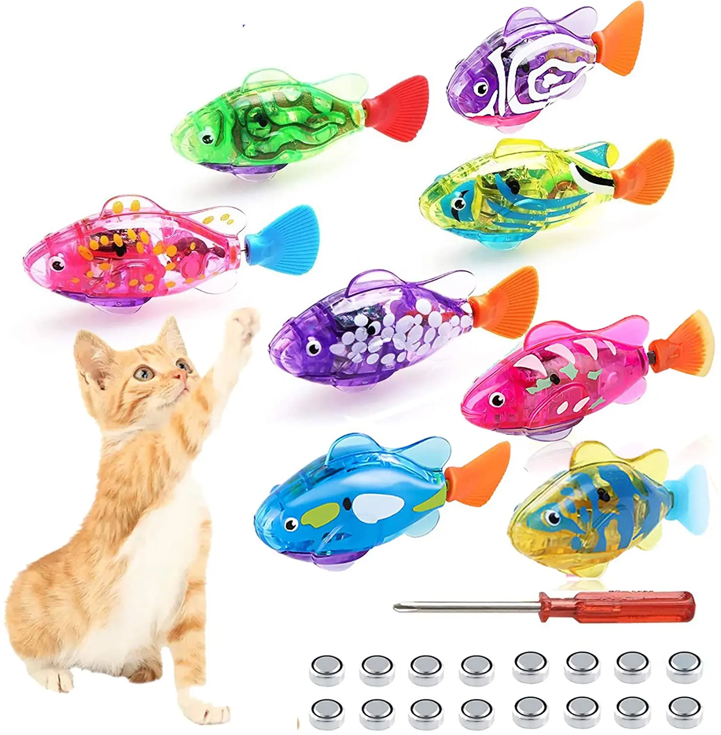 New Cat Interactive Electric Fish Water Toy for Indoor Play Swimming Robot Fish Toys for Cat Dog with LED Light Pet Bath Toys 6