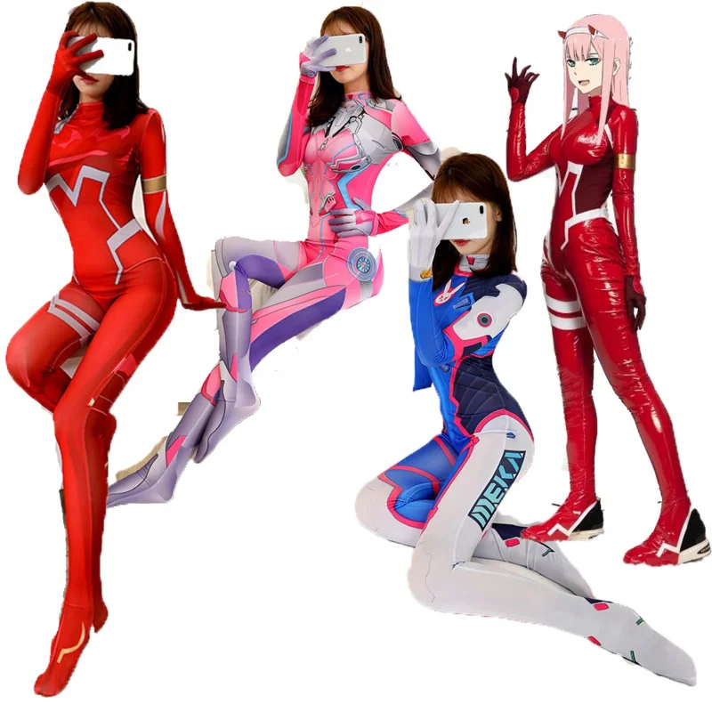 

Anime DARLING in the FRANXX 02 Zero Two colourful Christmas halloween bodysuit Sexy Cosplay 002 Bodysuit Costumes CODE Plug Suit