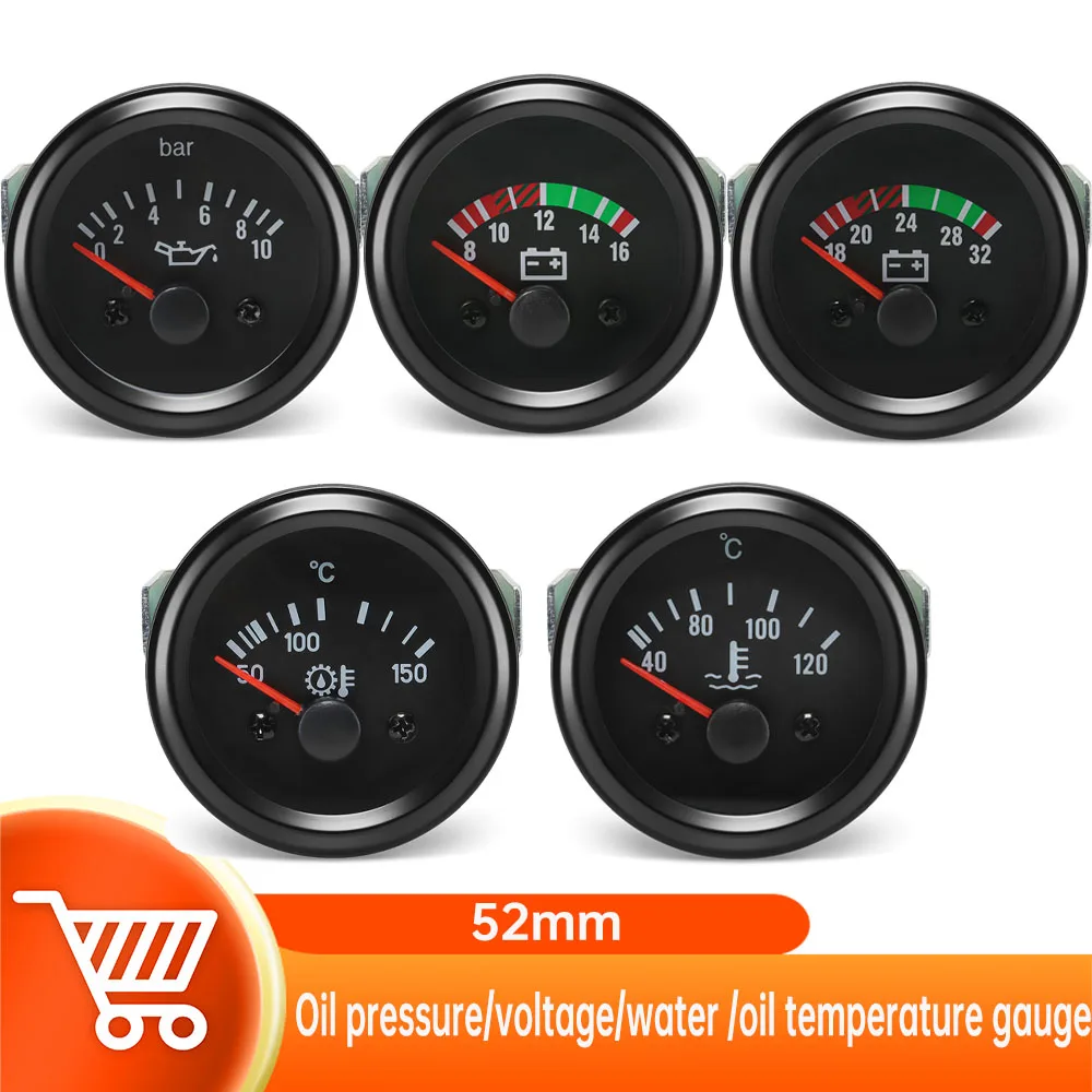 52mm car Gauge Oil pressure/voltage/water temperature/oil temperature gauge Yellow backlight customized