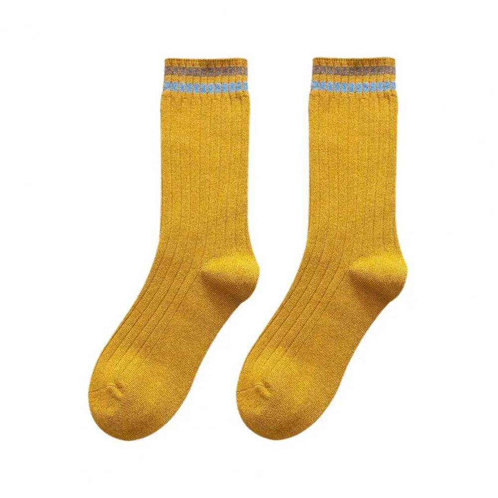 

Women Colorful Striped Socks Thick Warm Women's Mid-tube Socks Elastic Anti-slip Odor-free for Fall Winter Cozy Autumn Winter