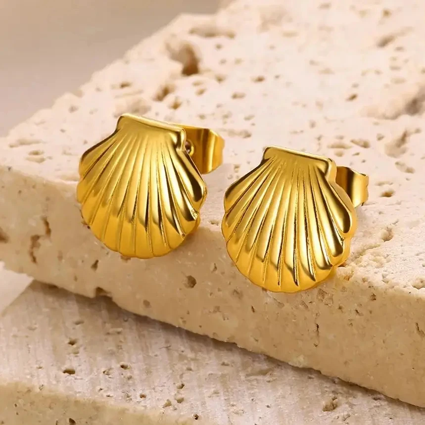 Stainless Steel Shell Stud Earring For Women
