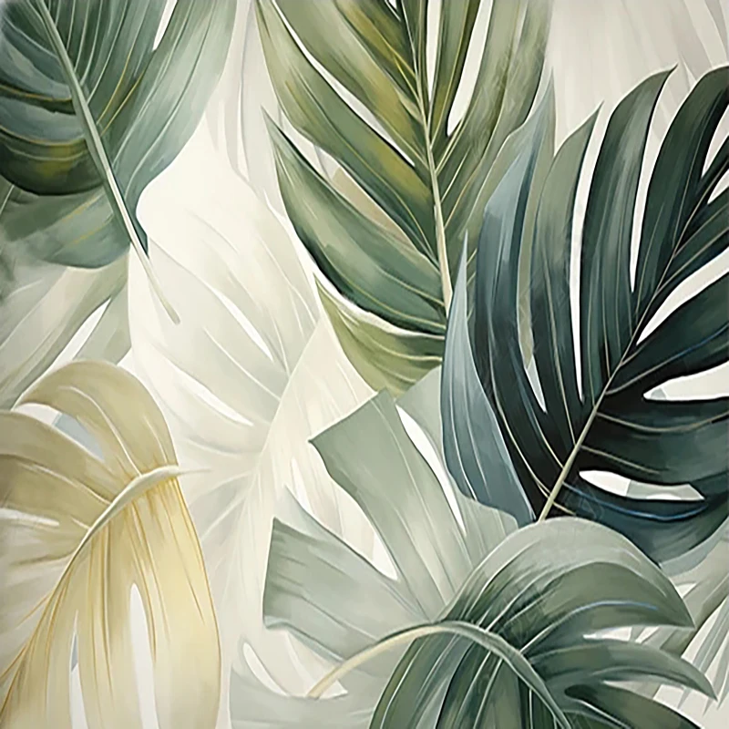 abstrato pintado a mao folhas verdes papel 03