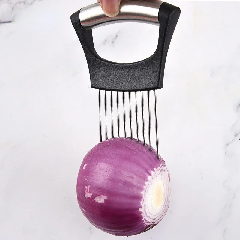 

Easy Cut Stainless Steel Onion Fork Vegetable Slicer Tomato Cutter Metal Meat Needle Kitchen Gadgets