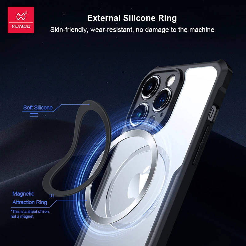 XUNDD Magnetic Case For Xiaomi 13 Ultra Case Airbags Shockproof Shell Back Transparent Cover Lens Protection Folding Holder Case