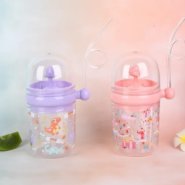 260ml enfants drôle baleine eau Spray tasse à boire dessin animé biberons avec pailles Portable enfants tasses Drinkware tasse eau 2
