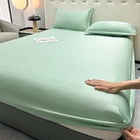 1 Piece Satin Fitted Sheet , Only Classic Luxury Silky Soft Bed Sheets  ,Solid Color , Summer Bed Sheet , Cool 1