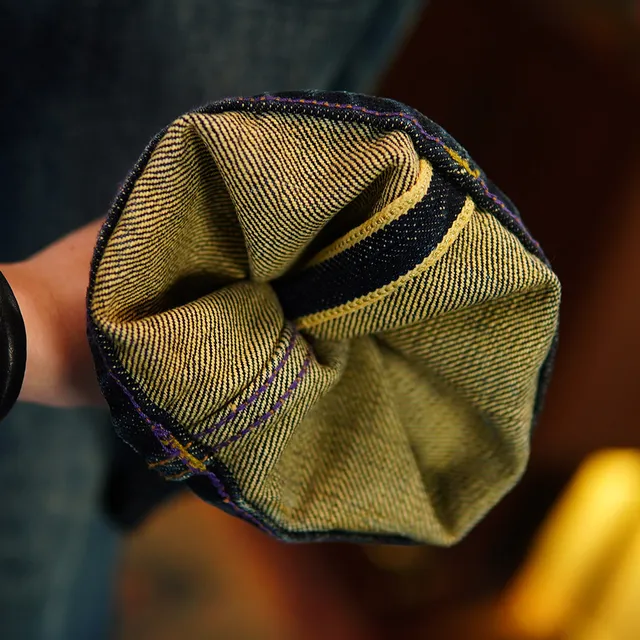 Heavyweight 22oz Selvedge Denim Jeans for Men - Loose Straight Leg Pure 100% Cotton American Retro Casual Thick Style Pants 5KM 1