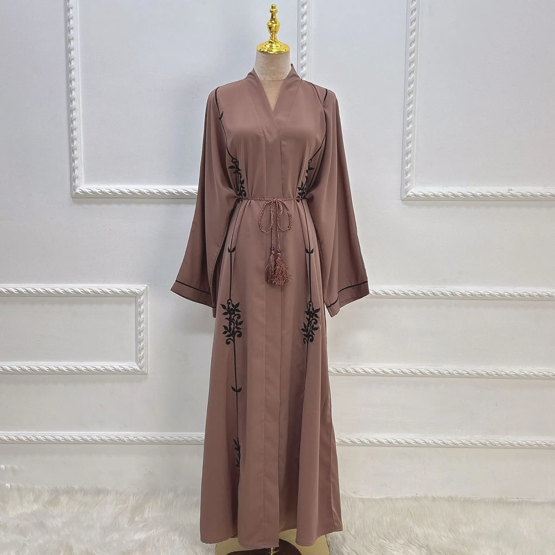 Muslim Abayas for Women Dubai Turkey Snap-fastener Front Black Embroidery Islamic Clothing Kimono Ramadan Eid Kaftan Hijabi