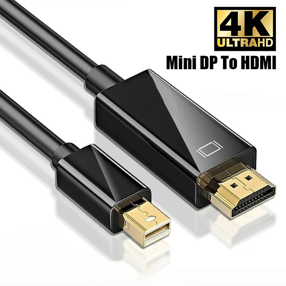 미니 DP(디스플레이포트) - HDMI 케이블(맥북 에어/프로, 아이맥, 맥 서피스 프로, 썬더볼트 1, 2 어댑터용) 미니 디스플레이 포트 와이어 4K/2K